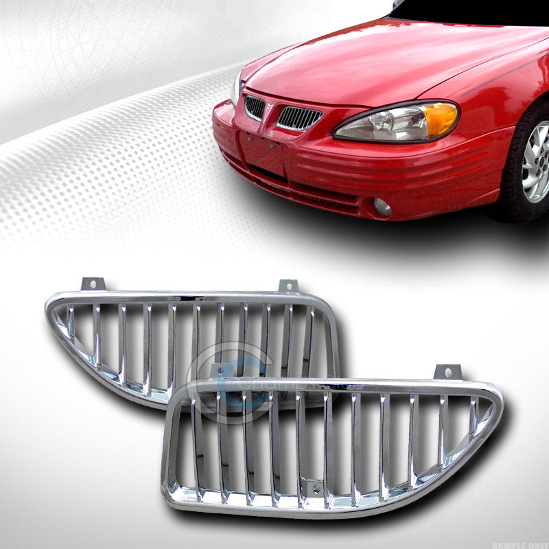 CHROME VERTICAL FRONT HOOD BUMPER GRILL GRILLE 2P ABS 1999-2004 PONTIAC GRAND AM