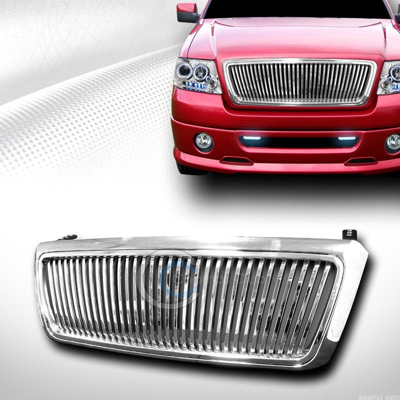 CHROME VERTICAL VIP SPORT FRONT HOOD BUMPER GRILL GRILLE COVER 04-08 FORD F150