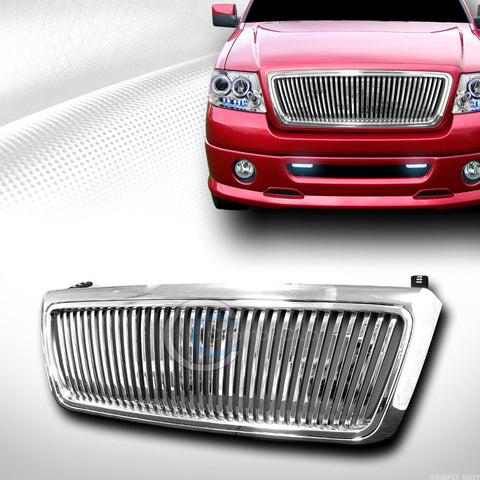 CHROME VERTICAL VIP SPORT FRONT HOOD BUMPER GRILL GRILLE COVER 04-08 FORD F150