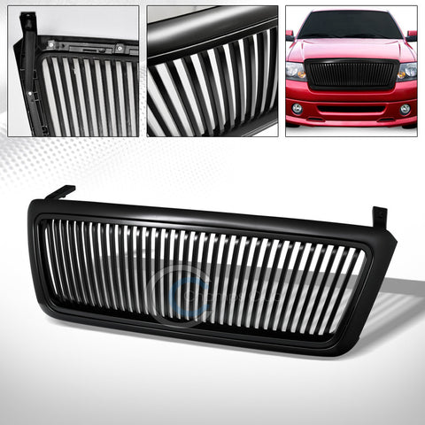 MATTE BLK VERTICAL VIP SPORT FRONT HOOD BUMPER GRILL GRILLE ABS 04-08 FORD F150