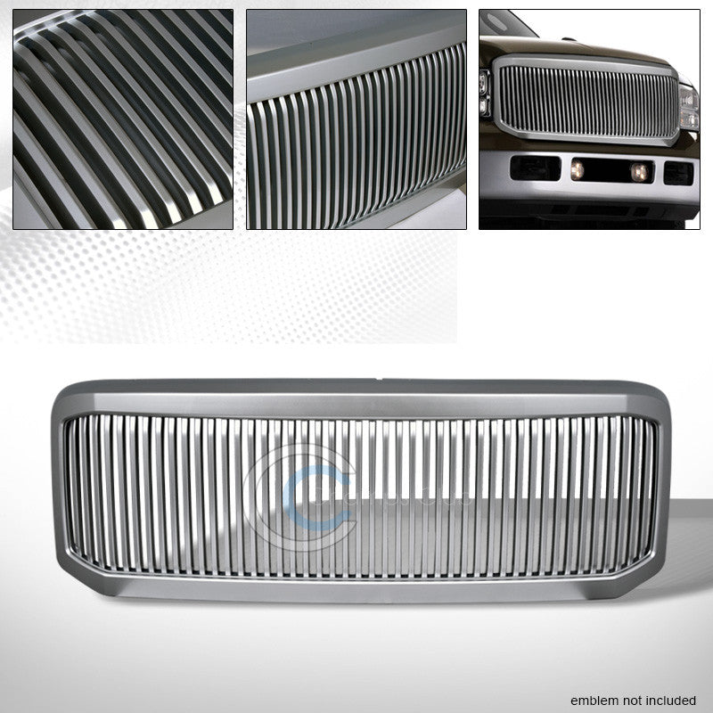 SILVER VERTICAL FRONT HOOD BUMPER GRILL GRILLE COVER 05-07 F250/F350 SUPER DUTY