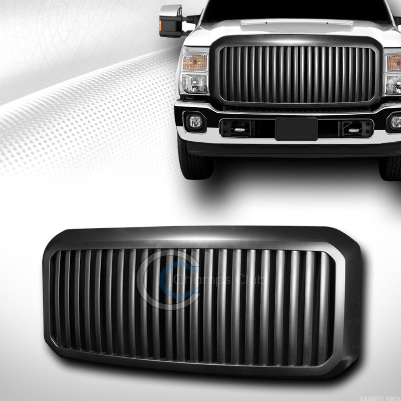 BLK VERTICAL FRONT HOOD BUMPER GRILL GRILLE ABS 11-16 FORD F250 F350 SUPER DUTY