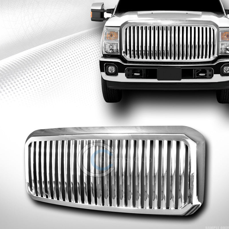 CHROME VERTICAL FRONT HOOD BUMPER GRILL GRILLE ABS 11-15 16 F250 F350 SUPER DUTY