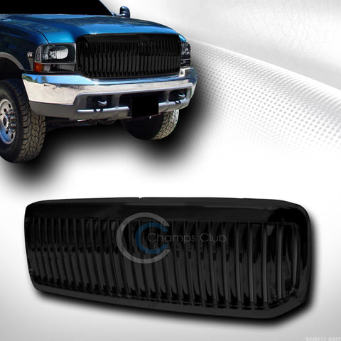 BLK VERTICAL FRONT HOOD BUMPER GRILL GRILLE COVER ABS 99-04 F250/F350/EXCURSION