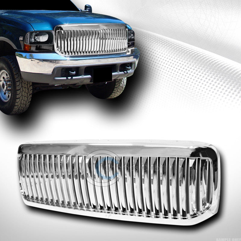 CHROME VERTICAL FRONT HOOD BUMPER GRILL GRILLE COVER 99-04 F250/F350/EXCURSION