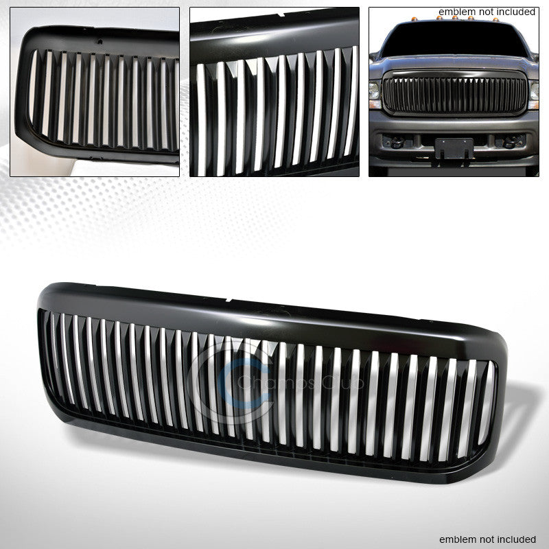 MATTE BLK VERTICAL FRONT HOOD BUMPER GRILL GRILLE 99-04 FORD F250/F350/EXCURSION