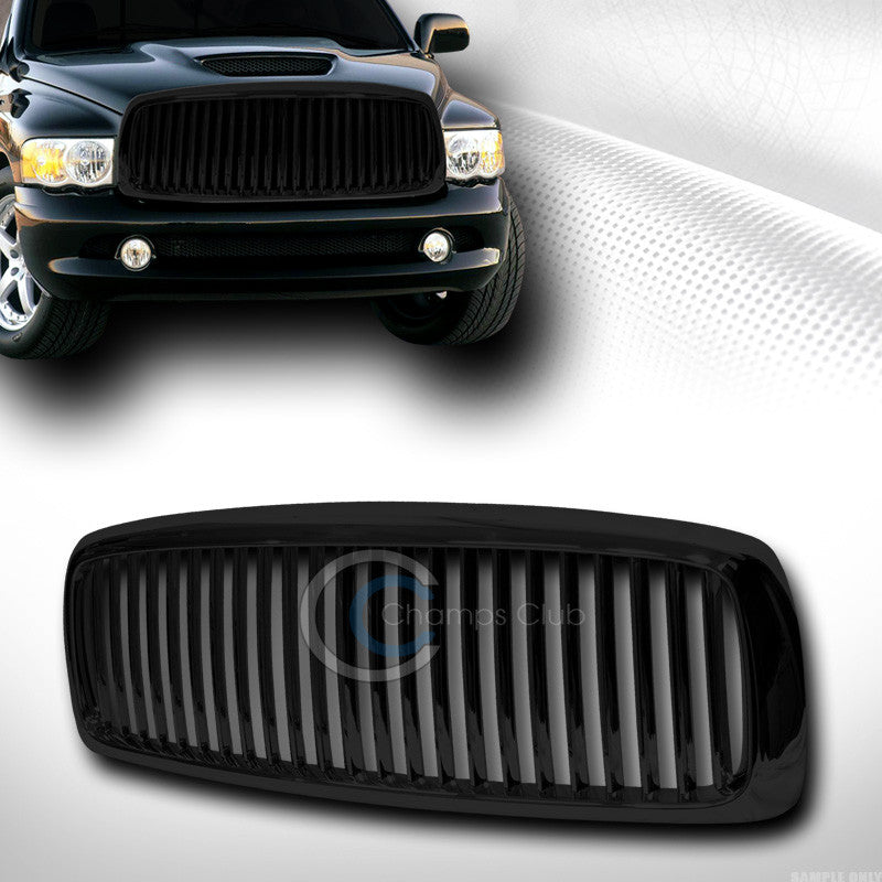 BLK VERTICAL SPORT FRONT HOOD BUMPER GRILL GRILLE ABS 2002-2005 DODGE RAM TRUCK