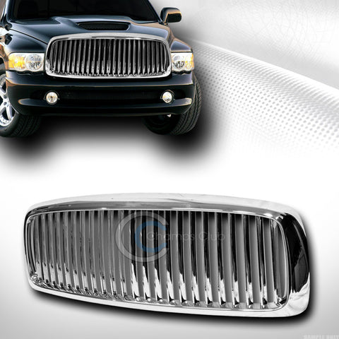 CHROME VERTICAL SPORT FRONT HOOD BUMPER GRILL GRILLE 2002-2005 DODGE RAM TRUCK