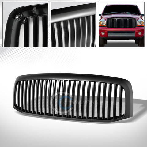 MATTE BLACK VERTICAL BILLET FRONT HOOD BUMPER GRILL GRILLE COVER 06-09 DODGE RAM