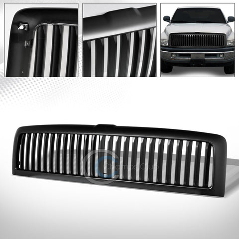 MATTE BLACK VERTICAL BILLET FRONT HOOD BUMPER GRILL GRILLE COVER 94-02 DODGE RAM