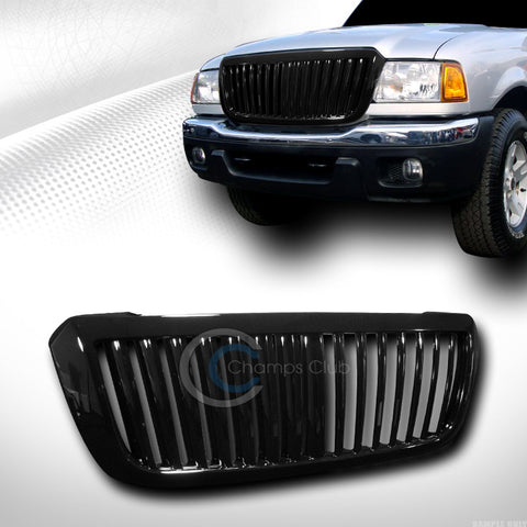 FOR 2004-2007 FORD RANGER GLOSSY BLACK VERTICAL FRONT BUMPER GRILL GRILLE ABS 1P