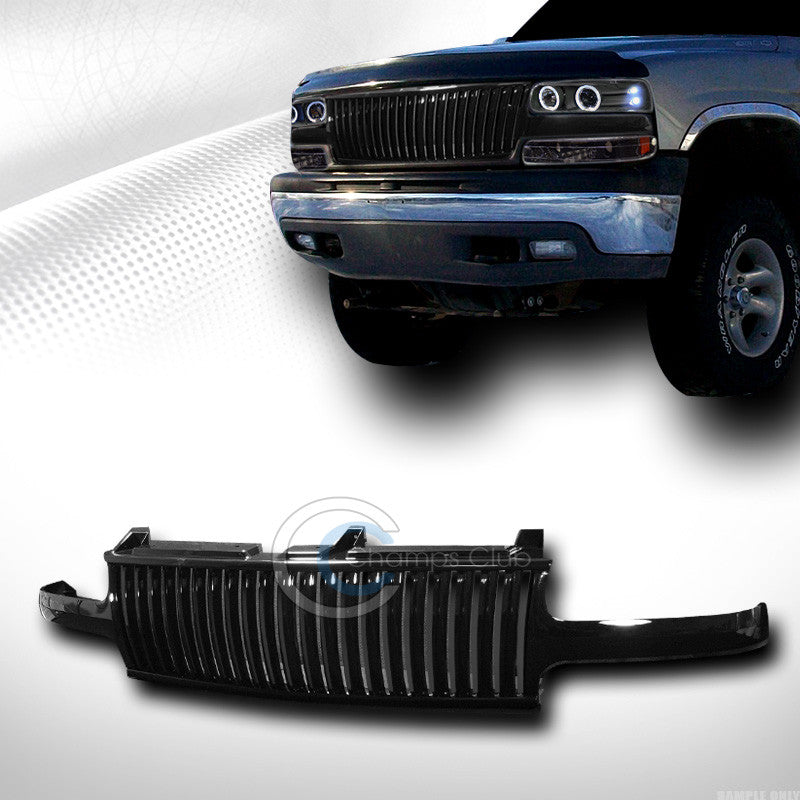 BLACK FRONT VERTICAL GRILL GRILLE FOR 99-02 CHEVY SILVERADO/00-06 TAHOE SUBURAN