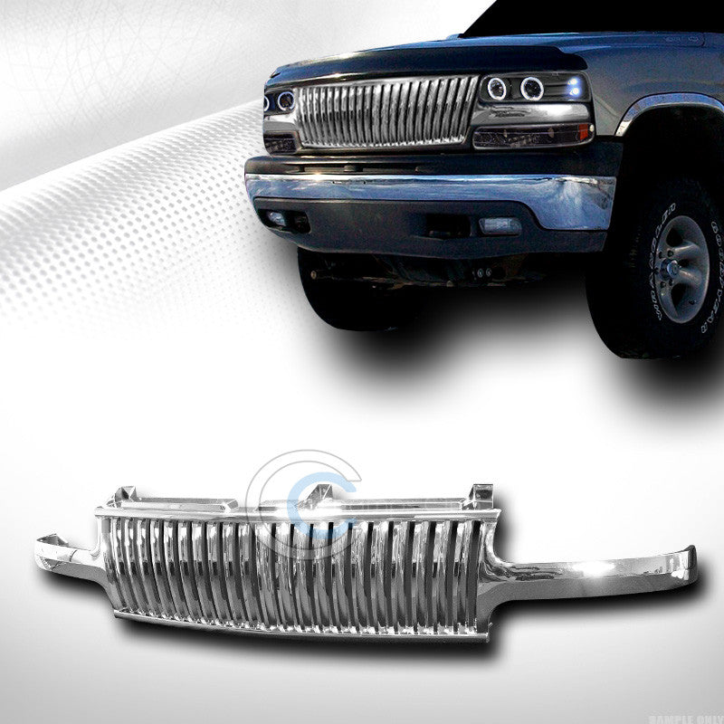 FOR 99-02 CHEVY SILVERADO/00+ TAHOE SUBURBAN CHROME FRONT VERTICAL GRILL GRILLE