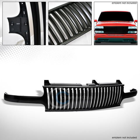 MATTE BLK VERTICAL FRONT GRILL GRILLE 99-02 CHEVY SILVERADO/00-06 TAHOE/SUBURBAN