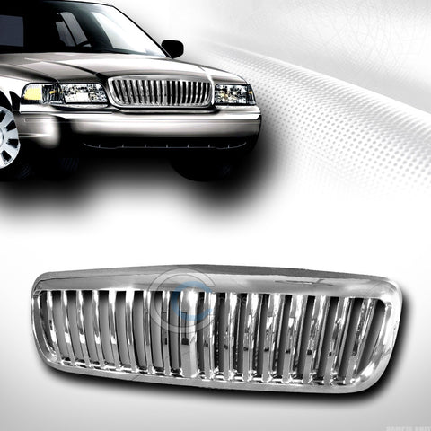 CHROME VERTICAL FRONT BUMPER HOOD GRILL GRILLE ABS 1998-2007 FORD CROWN VICTORIA