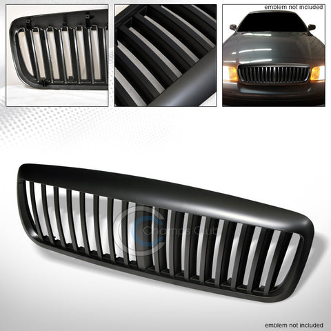 MATTE BLK VERTICAL FRONT HOOD BUMPER GRILL GRILLE COVER ABS 98-07 CROWN VICTORIA