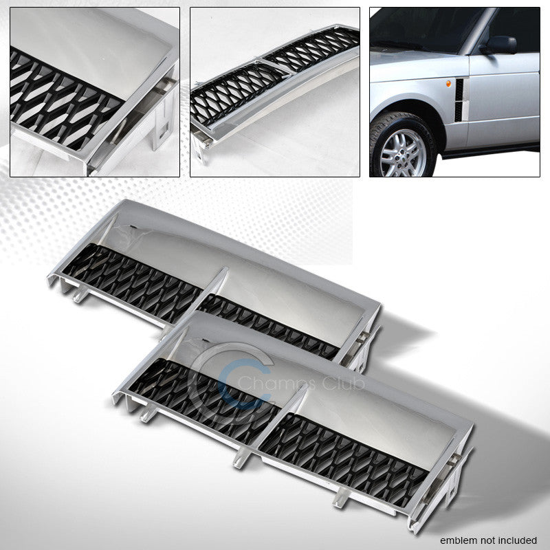 CHROME/BLK HONEYCOMB MESH FRONT SIDE FENDER VENT GRILL GRILLE 03-12 RANGE ROVER