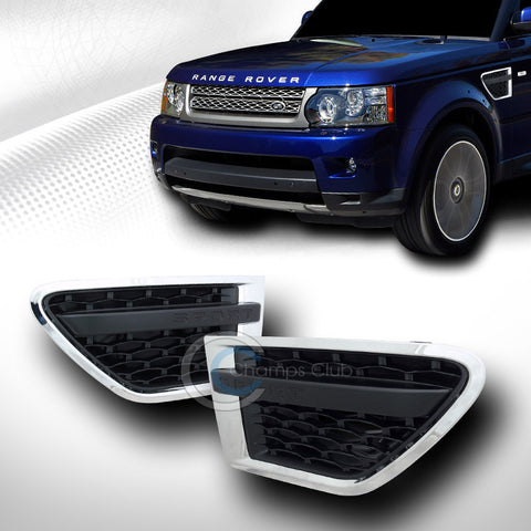 CHROME/BLK MESH SIDE FENDER VENT INTAKE GRILL GRILLE 2010-2012 ROVER RANGE SPORT