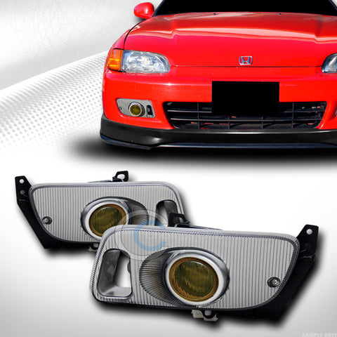 JDM YELLOW BUMPER FOG LIGHTS LAMPS+SWITCH+BULBS 92-95 HONDA CIVIC 2DR/3DR EG EG6