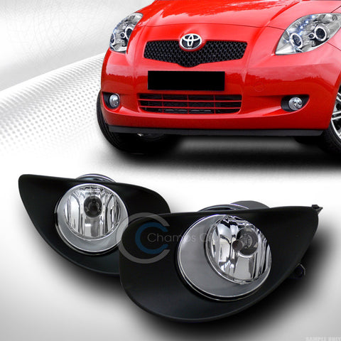 CLEAR LENS BUMPER DRIVING FOG LIGHTS LAMPS+SWITCH+BEZEL COVER 06-08 YARIS 2D/3DR