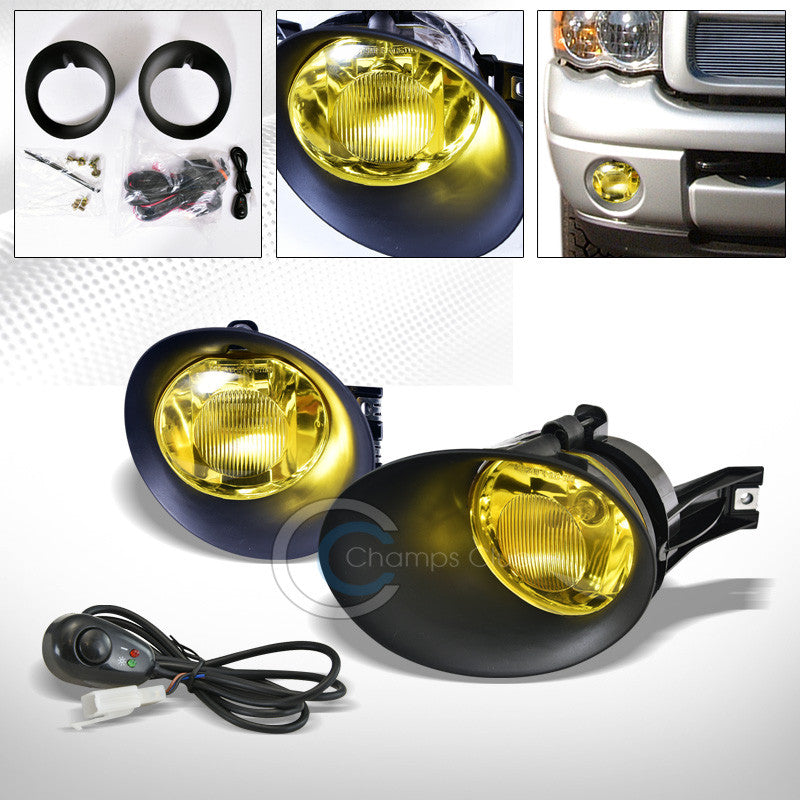 YELLOW LENS BUMPER FOG LIGHT DY+SWITCH+BEZEL COVER 02-09 DODGE RAM/04-06 DURANGO