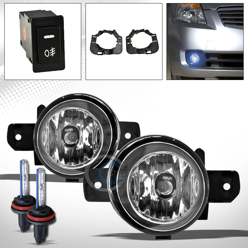8000K HID XENON+JDM CHROME BUMPER FOG LIGHTS+SWITCH PT FOR 07+ NISSAN ALTIMA 4D