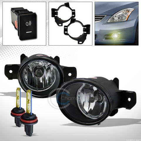 3000K HID XENON+CHROME BUMPER FOG LIGHTS w/SWITCH PT FOR 10-12 NISSAN ALTIMA 4DR