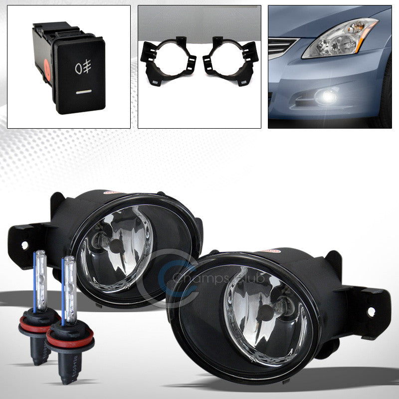 6000K HID XENON+CHROME BUMPER FOG LIGHTS W/SWITCH+WIRING PT FOR 10-12 ALTIMA 4DR