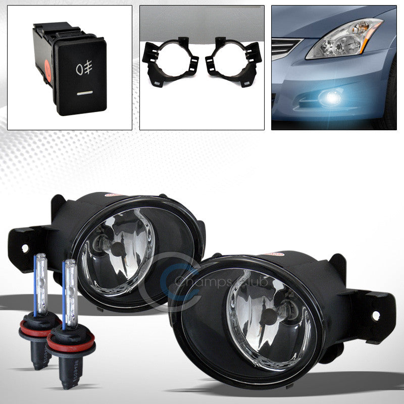 8000K HID XENON+CHROME BUMPER FOG LIGHTS W/SWITCH+WIRING PT FOR 10-12 ALTIMA 4DR