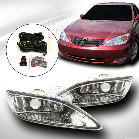 CRYSTAL CHROME FRONT BUMPER FOG LIGHTS w/SWITCH 02-04 CAMRY/SOLARA 05-08 COROLLA