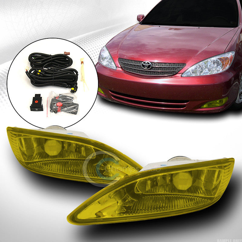 CRYSTAL YELLOW FRONT BUMPER FOG LIGHTS w/SWITCH 02-04 CAMRY/SOLARA 05-08 COROLLA