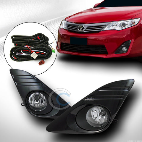 JDM CHROME CLEAR BUMPER FOG LIGHTS LAMP+SWITCH+BEZEL COVER PT 12-14 TOYOTA CAMRY