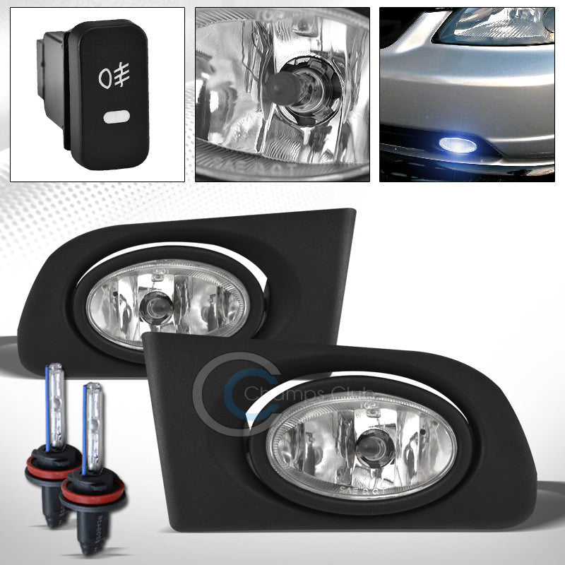 8000K HID XENON+JDM CHROME BUMPER FOG LIGHTS LAMPS w/SWITCH PT 01-03 HONDA CIVIC