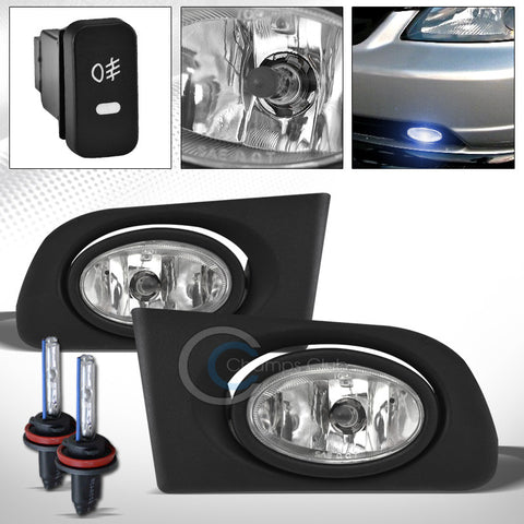 8000K HID XENON+JDM CHROME BUMPER FOG LIGHTS LAMPS w/SWITCH PT 01-03 HONDA CIVIC