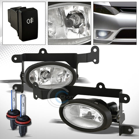 6000K HID XENON+JDM CHROME BUMPER FOG LIGHTS+SWITCH KIT PT 06-08 HONDA CIVIC 2DR