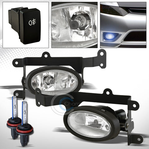 8000K HID XENON+JDM CHROME BUMPER FOG LIGHTS+SWITCH KIT PT 06-08 HONDA CIVIC 2DR