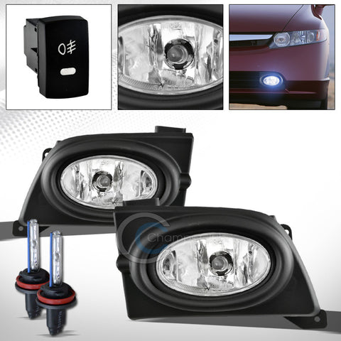 8000K HID XENON+JDM CHROME BUMPER FOG LIGHTS+SWITCH KIT PT 06-08 HONDA CIVIC 4DR