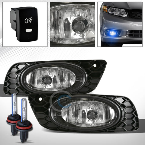 10000K HID XENON+JDM CHROME BUMPER FOG LIGHTS LAMPS+SWITCH PT 12 HONDA CIVIC 4DR