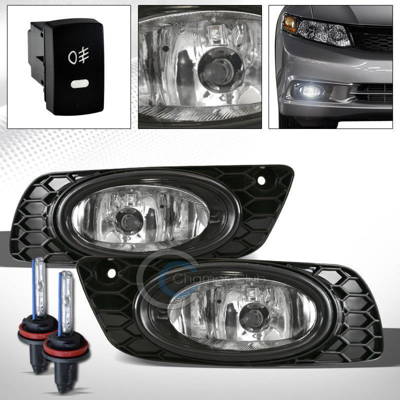 6000K HID XENON+JDM CHROME BUMPER FOG LIGHTS LAMPS+SWITCH PT 12 HONDA CIVIC 4DR