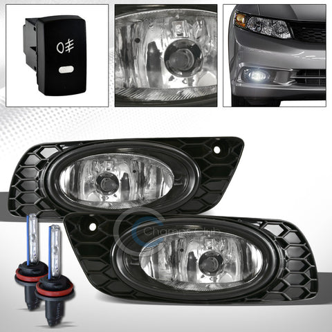 6000K HID XENON+JDM CHROME BUMPER FOG LIGHTS LAMPS+SWITCH PT 12 HONDA CIVIC 4DR