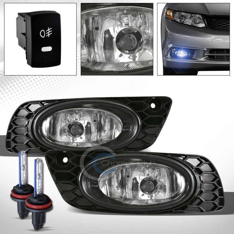 8000K HID XENON+JDM CHROME BUMPER FOG LIGHTS LAMPS+SWITCH PT 12 HONDA CIVIC 4DR