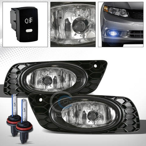 8000K HID XENON+JDM CHROME BUMPER FOG LIGHTS LAMPS+SWITCH PT 12 HONDA CIVIC 4DR