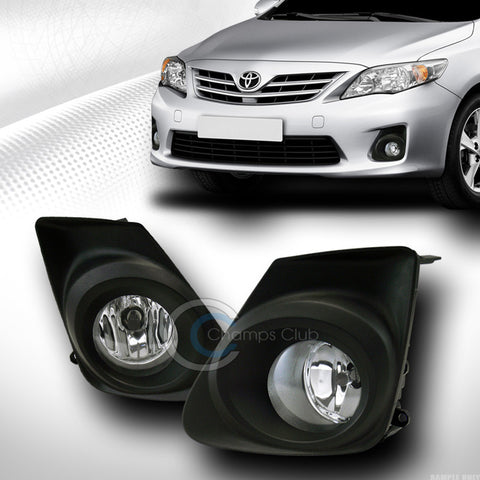 CLEAR LENS FRONT BUMPER FOG LIGHTS+BLK RIM COVER+SWITCH PT 11-13 TOYOTA COROLLA