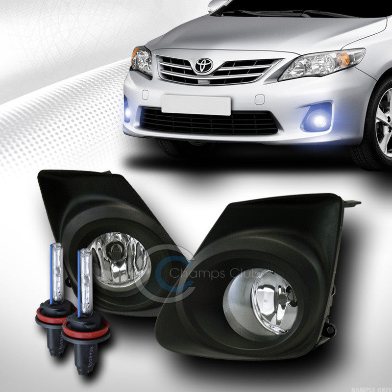 10000K HID XENON+CLEAR BUMPER FOG LIGHTS+BLACK RIM+SWITCH+WIRE PT 11-13 COROLLA