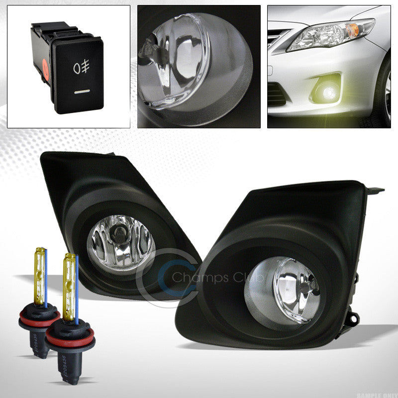 3000K HID XENON+CHROME BUMPER FOG LIGHTS+BLACK RIM+SWITCH+WIRE PT 11-13 COROLLA