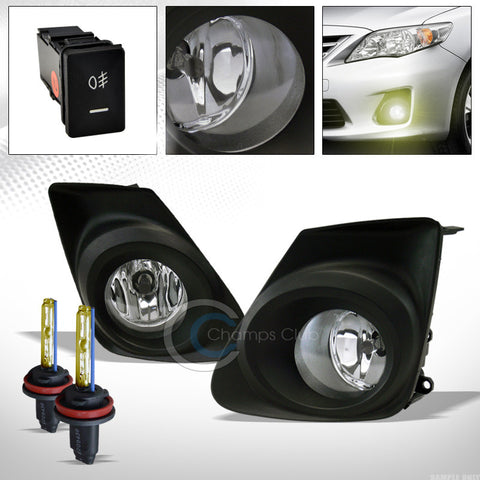 3000K HID XENON+CHROME BUMPER FOG LIGHTS+BLACK RIM+SWITCH+WIRE PT 11-13 COROLLA