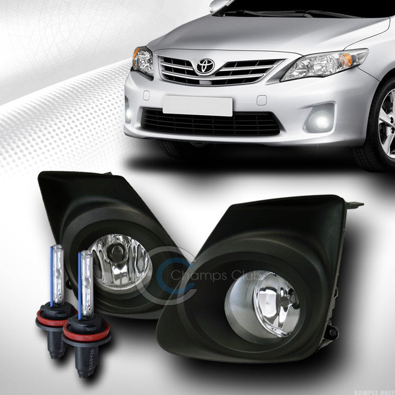 6000K HID XENON+CLEAR BUMPER FOG LIGHTS+BLACK RIM+SWITCH+WIRE PT 11-13 COROLLA