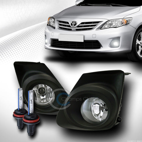 6000K HID XENON+CLEAR BUMPER FOG LIGHTS+BLACK RIM+SWITCH+WIRE PT 11-13 COROLLA