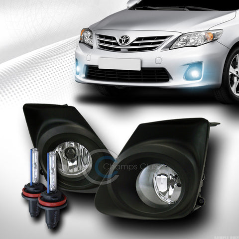 8000K HID XENON+CLEAR BUMPER FOG LIGHTS+BLACK RIM+SWITCH+WIRE PT 11-13 COROLLA