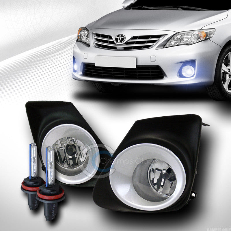 10000K HID XENON+CLEAR BUMPER FOG LIGHTS+CHROME RIM+SWITCH+WIRE PT 11-13 COROLLA